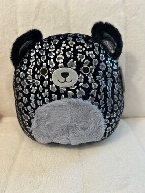 NWT Squishmallows Sigzby Black & Silver Leopard-Print Bear